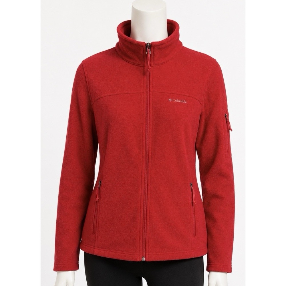 COLUMBIA Women's Full Zip Fleece Jacket Coat Berry Dark Pink XL XLarge Cozy Warm